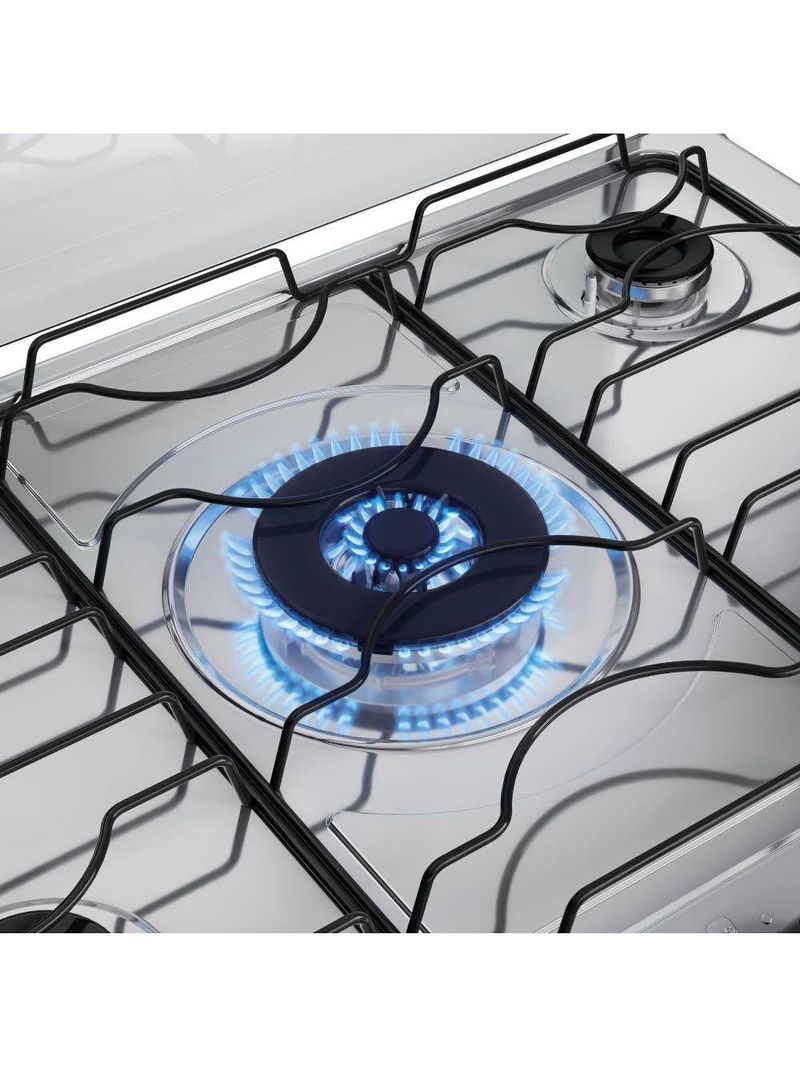 Fogão Atlas Agile Up Piso 5 Bocas Preto Mesa de Inox Bivolt (300001649)