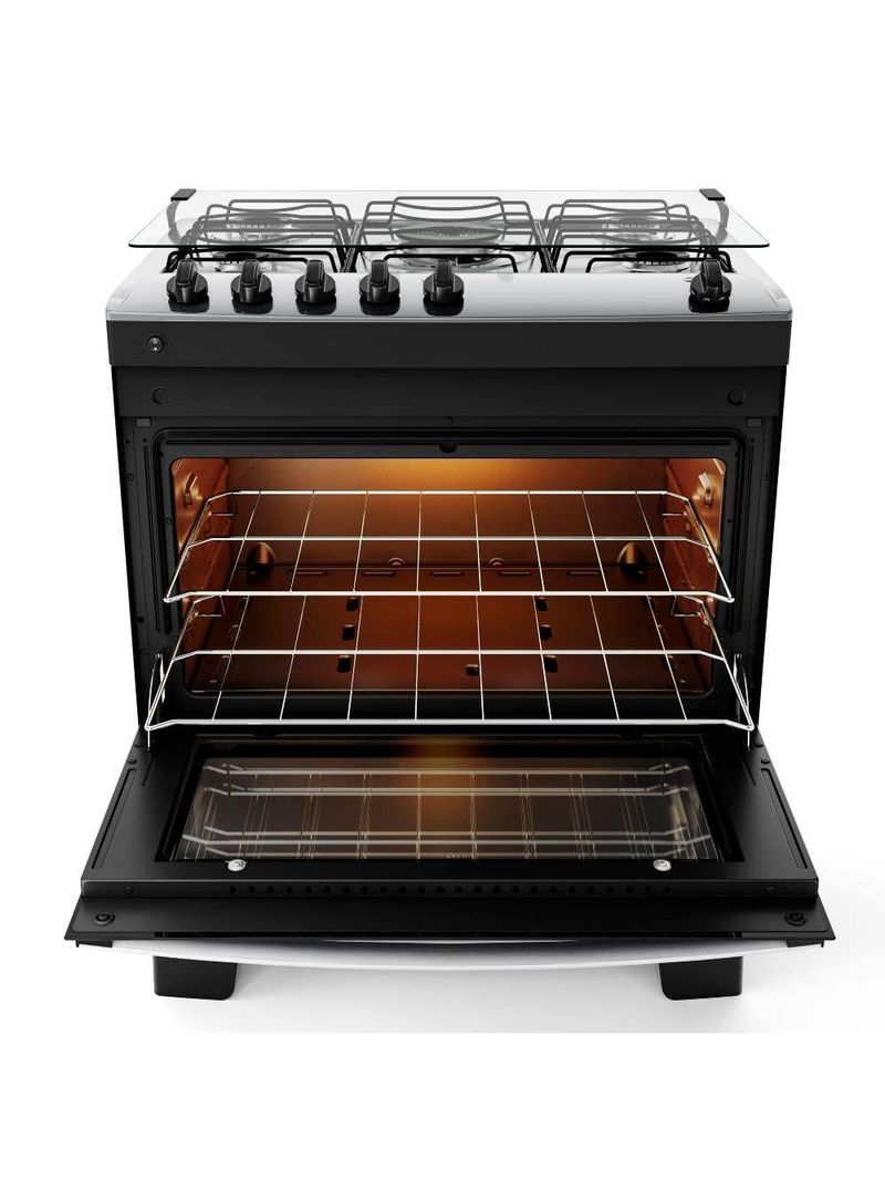 Fogão Atlas Agile Up Piso 5 Bocas Preto Mesa de Inox Bivolt (300001649)