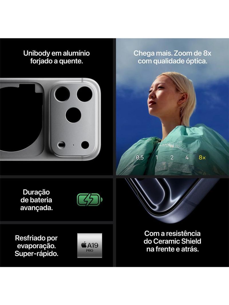 Apple iphone 17 pro 256gb 6,3" 48mp laranja-cósmico
