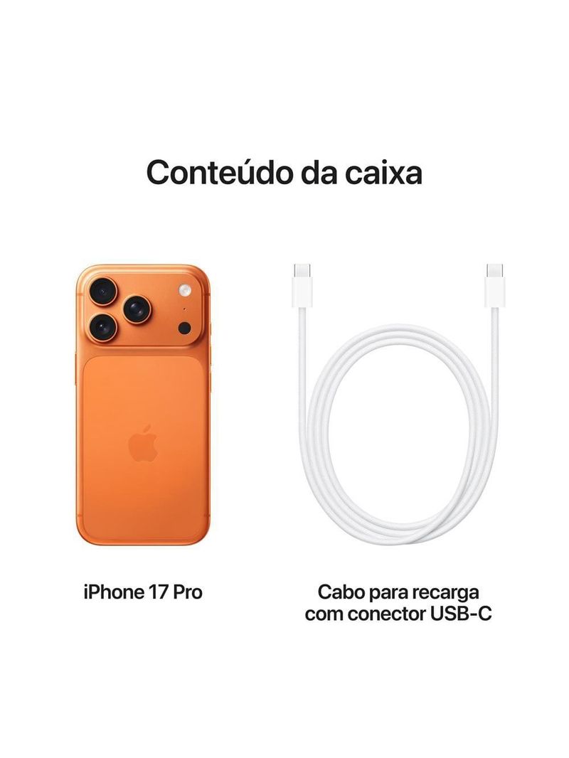 Apple iphone 17 pro 256gb 6,3" 48mp laranja-cósmico