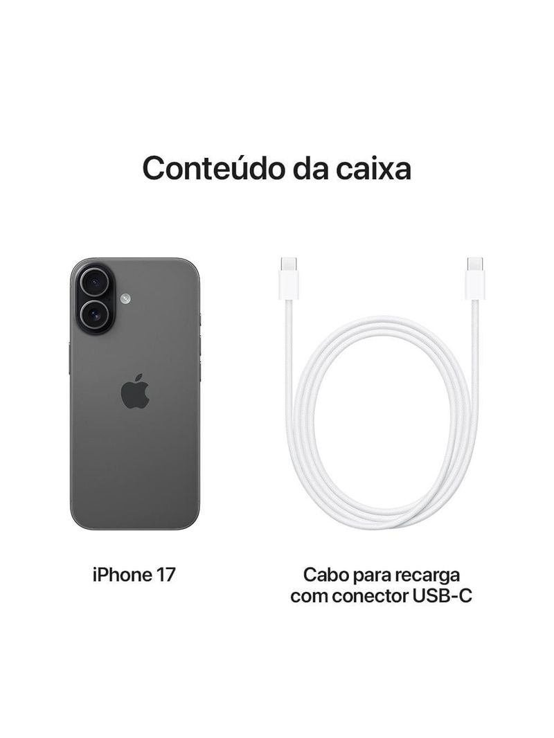 Apple iphone 17 256gb 6,3" 48mp preto