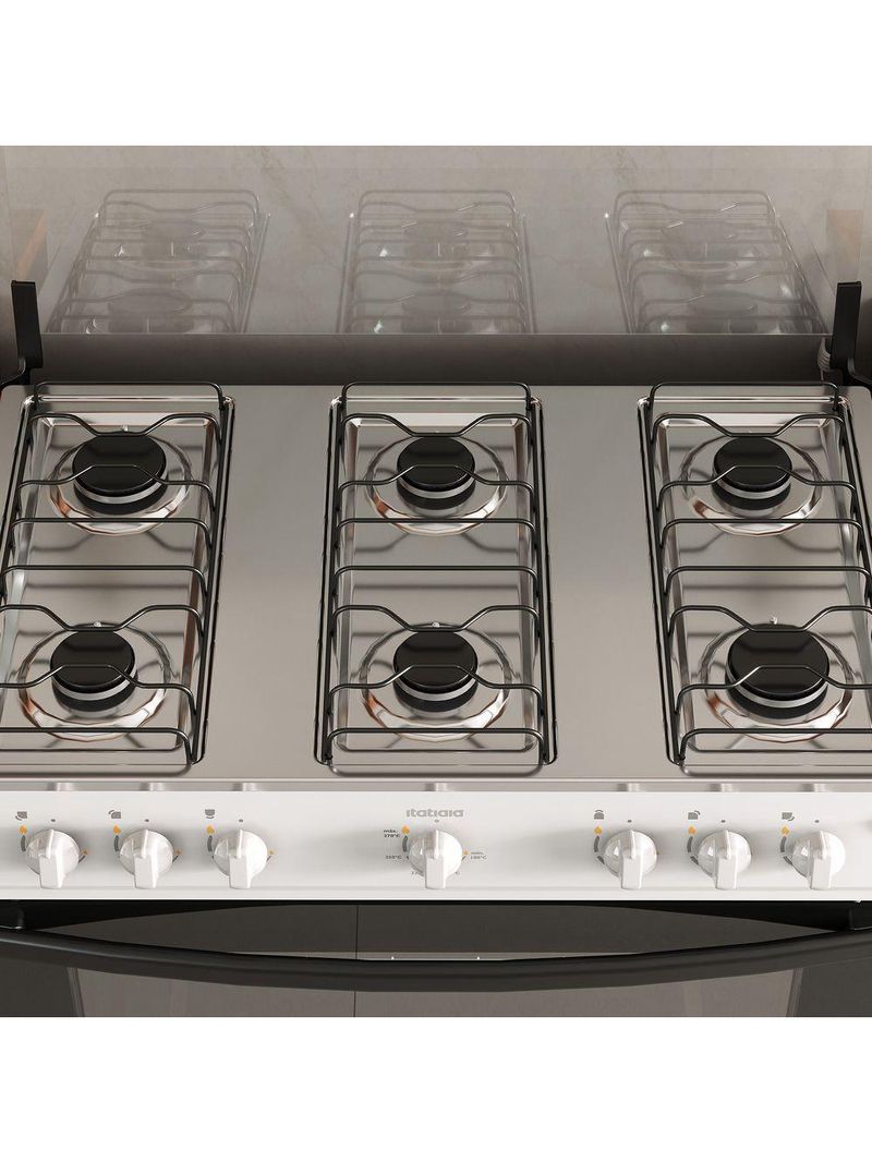 Fogão Itatiaia Star New Piso 6 Bocas Branco Mesa de Inox Bivolt 3700000473