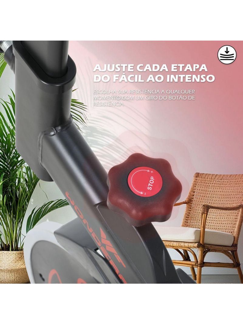 Bicicleta Spinning Mecânica Wonderfit Go Vermelha Roda de Inercia 4kg (WSB04HBTA-VM)