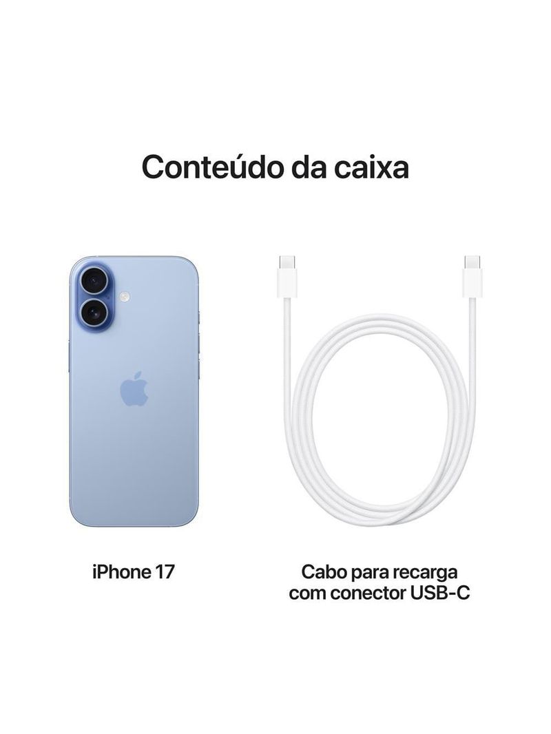 Apple iphone 17 256gb 6,3" 48mp azul-névoa