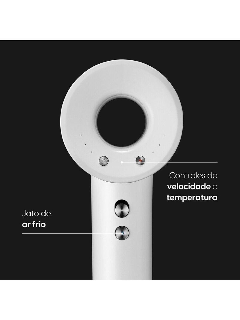Secador De Cabelo Super Ionic Branco Motor BLDC 3 Temperaturas Jato Frio Com Difusor 220V