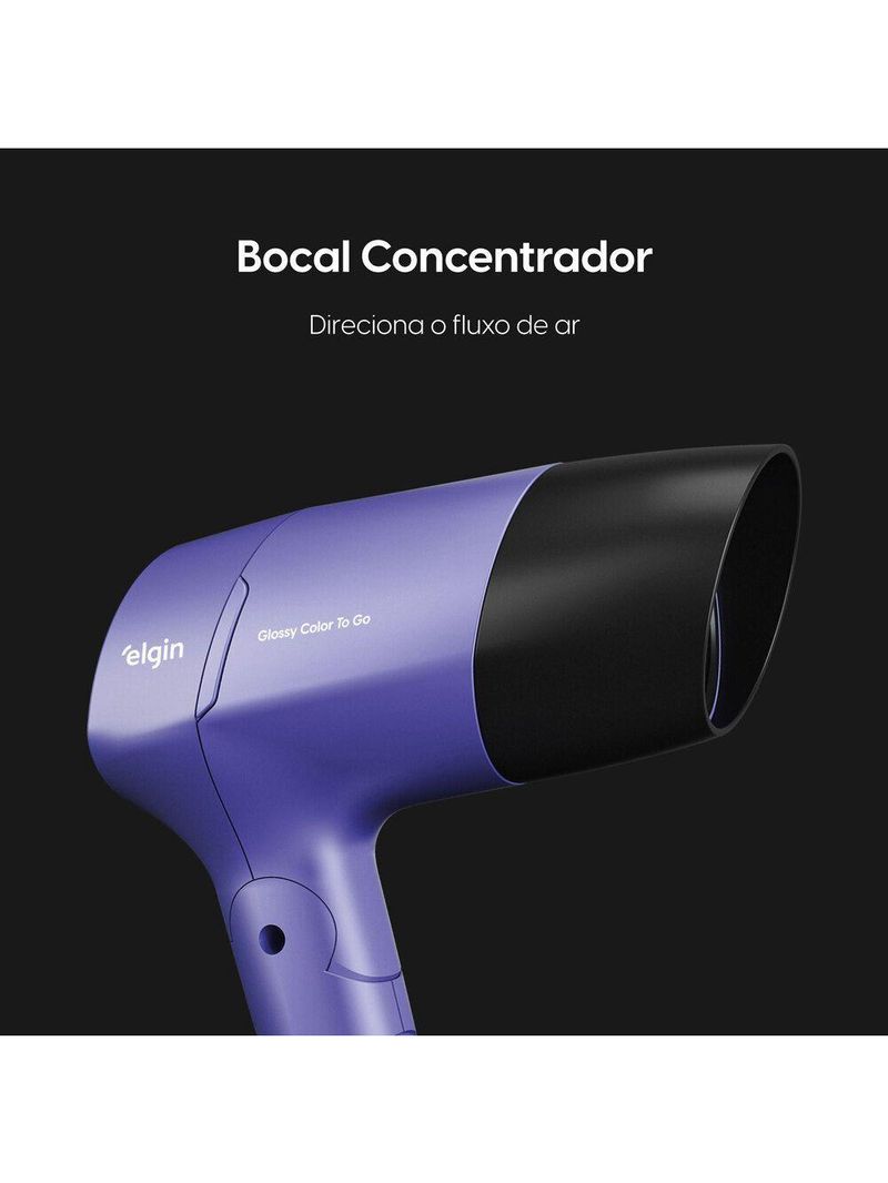 Secador Glossy Color To Go - Compacto Dobrável 2 Temperaturas 1200W Bivolt