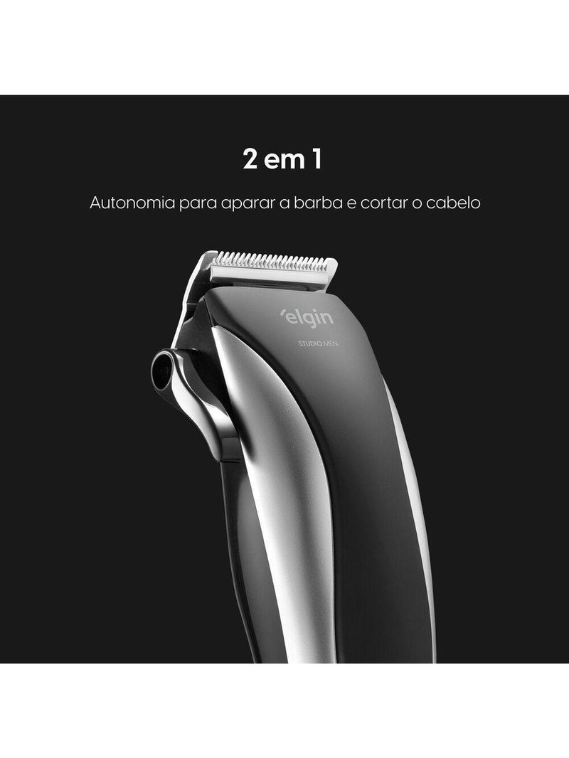 Máquina De Cortar Cabelo Studio Men - 2 Em 1 Cabelo E Barba Lâminas Em Aço Inox Acessórios 220V