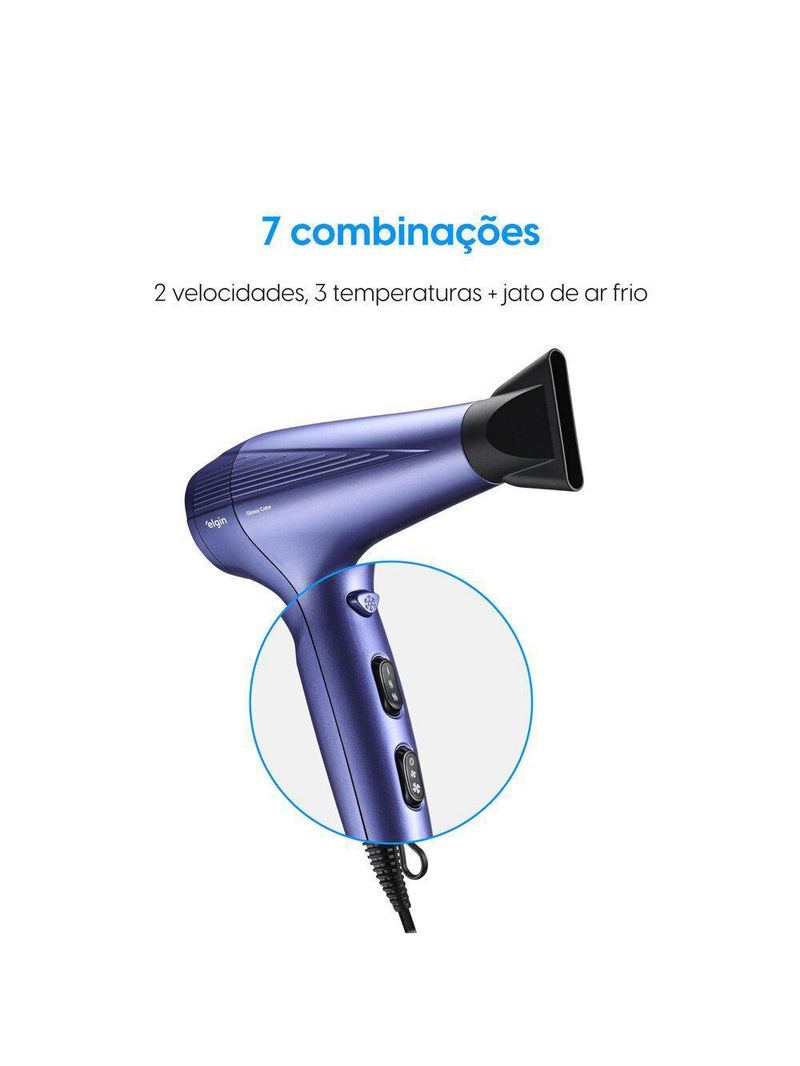 Secador Glossy Color - 2 Velocidades 3 Temperaturas Jato de Ar Frio 2000W 220V