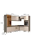 Kit De Cozinha Completa 11 Peças Connect (4 Armários 4 Balcões 1 Paneleiro ) Duna/cristal