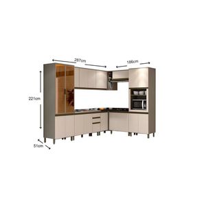 Kit De Cozinha Completa 11 Peças Connect (4 Armários 4 Balcões 1 Paneleiro ) Duna/cristal