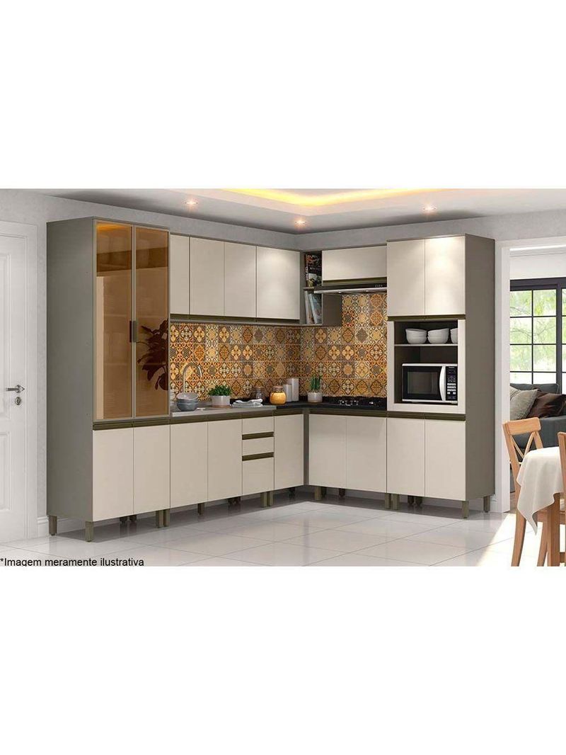 Kit De Cozinha Completa 11 Peças Connect (4 Armários 4 Balcões 1 Paneleiro ) Duna/cristal