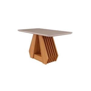 Conjunto Mesa De Cozinha ágata Com Tampo Madeirado Com Vidro 130x80cm E 4 Cadeiras Clarice Madeirado Linho Bege Cimol