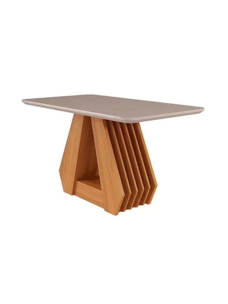 Conjunto Mesa De Cozinha ágata Com Tampo Madeirado Com Vidro 130x80cm E 4 Cadeiras Clarice Madeirado Linho Bege Cimol