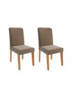 Conjunto Mesa De Cozinha ágata Com Tampo Madeirado Com Vidro 130x80cm E 4 Cadeiras Clarice Madeirado Linho Bege Cimol