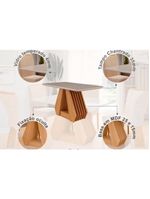 Conjunto Mesa De Cozinha ágata Com Tampo Madeirado Com Vidro 130x80cm E 4 Cadeiras Clarice Madeirado Linho Bege Cimol