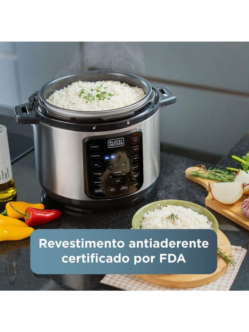 Panela de pressão elétrica black+decker pp900g gourmand gris 5l 900w inox