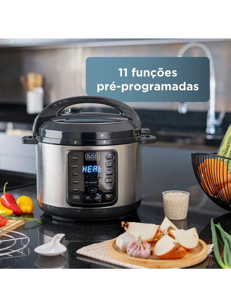 Panela de pressão elétrica black+decker pp900g gourmand gris 5l 900w inox