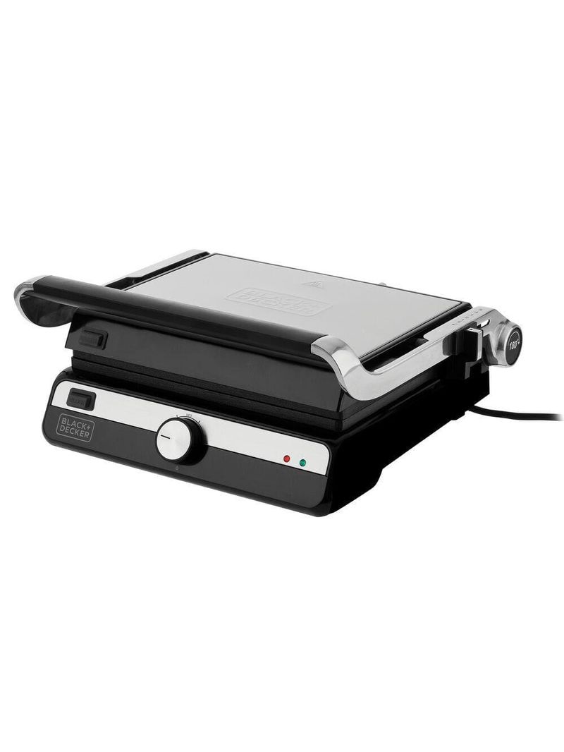 Grill elétrico black+decker g1500g gourmand gris 1500w abertura 180° chapas removíveis antiaderente inox