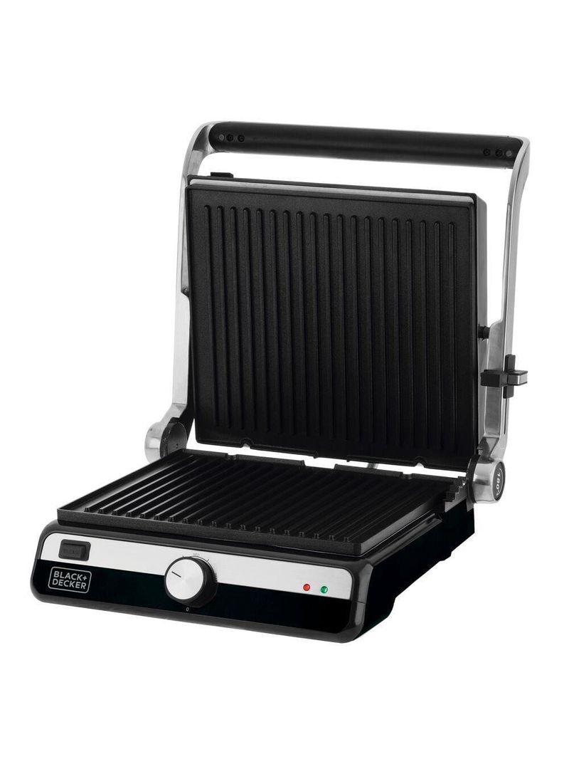 Grill elétrico black+decker g1500g gourmand gris 1500w abertura 180° chapas removíveis antiaderente inox