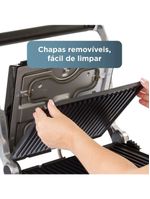 Grill elétrico black+decker g1500g gourmand gris 1500w abertura 180° chapas removíveis antiaderente inox