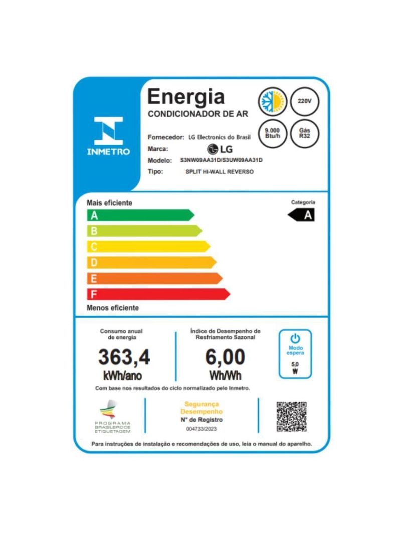 Ar Condicionado LG AI Dual Inverter Voice 9000 BTU Quente Frio 220V S3UW09AA31DEB2GAM1