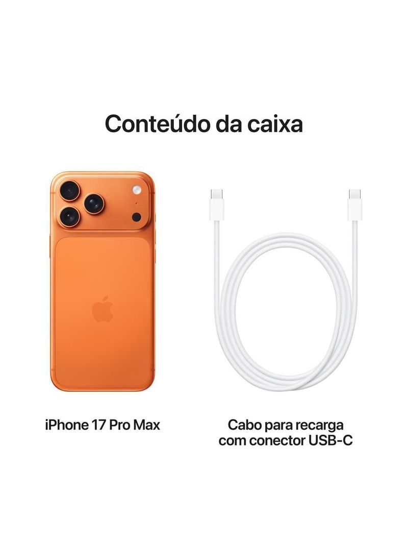 Apple iphone 17 pro max 256gb 6,9" 48mp laranja-cósmico