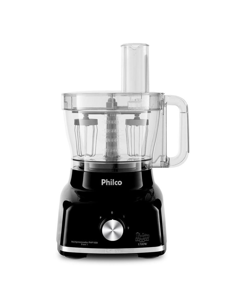 Multiprocessador de alimentos philco pmp1600p 9 em 1 com 2 velocidades + pulsar 1700w – preto