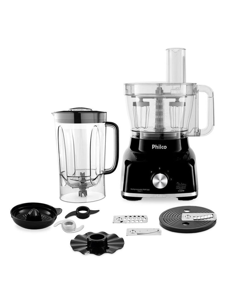 Multiprocessador de alimentos philco pmp1600p 9 em 1 com 2 velocidades + pulsar 1700w – preto