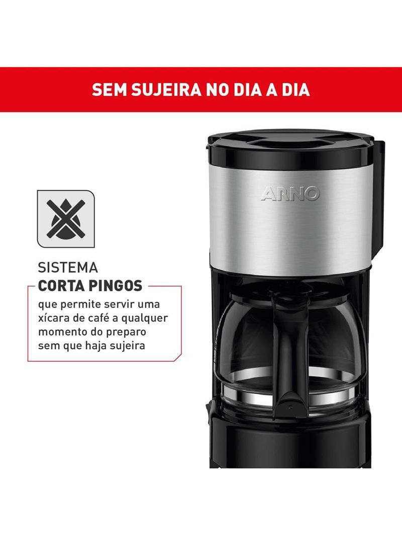 Cafeteira elétrica arno perfectta inox cfpi 12 xícaras - preta