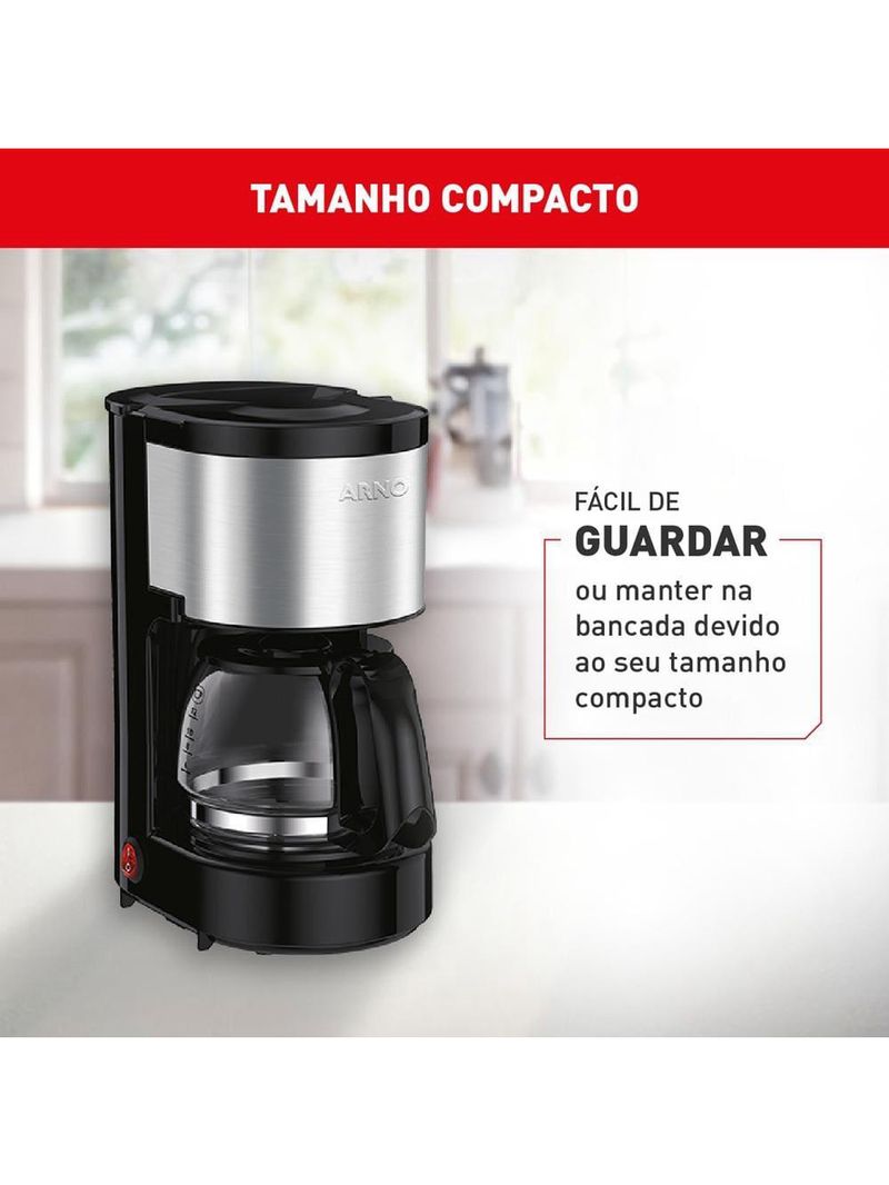 Cafeteira elétrica arno perfectta inox cfpi 12 xícaras - preta