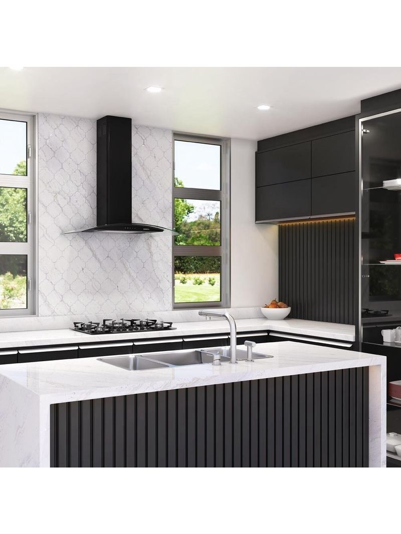 Coifa Parede Nardelli Vidro Curvo Clean 90cm Preta 127V 46010190-02