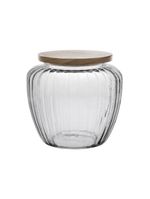 Porta mantimento de vidro com tampa de pinus 1,3l