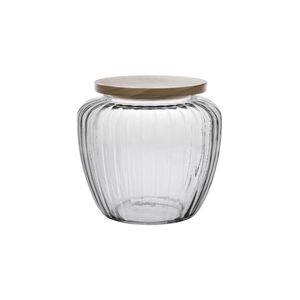 Porta mantimento de vidro com tampa de pinus 1,3l