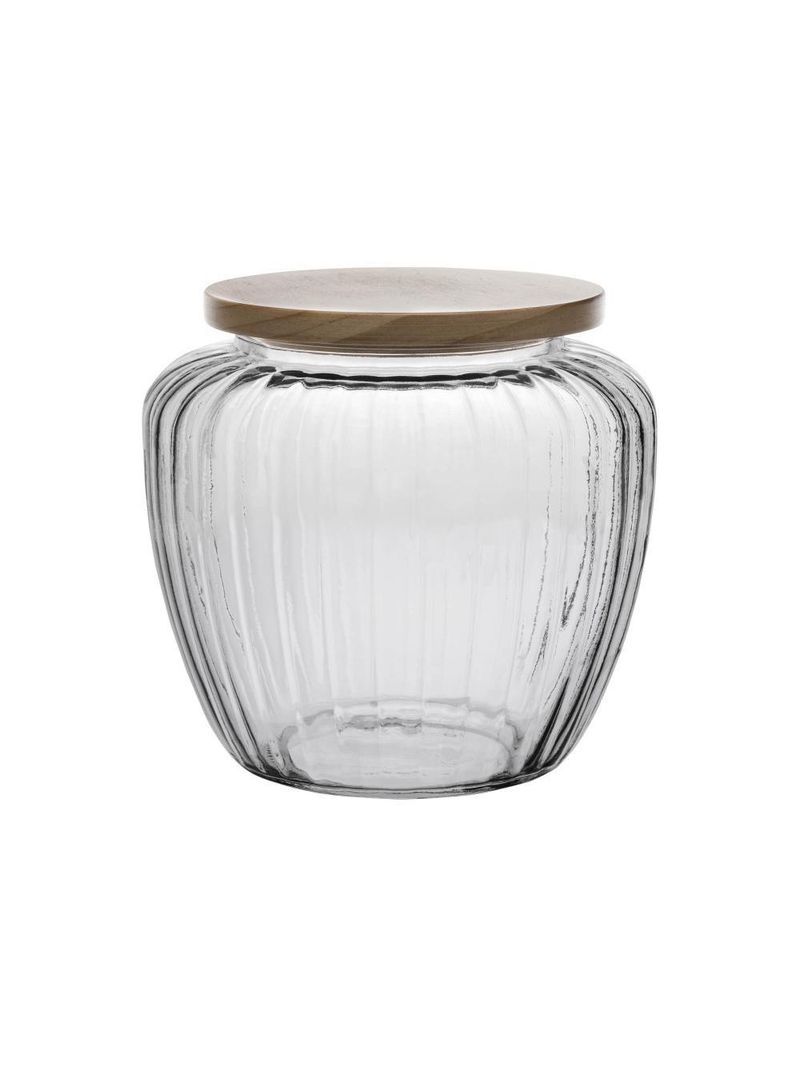 Porta mantimento de vidro com tampa de pinus 1,3l