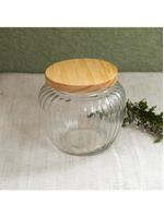 Porta mantimento de vidro com tampa de pinus 1,3l