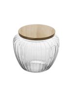 Porta mantimento de vidro com tampa de pinus 1,3l