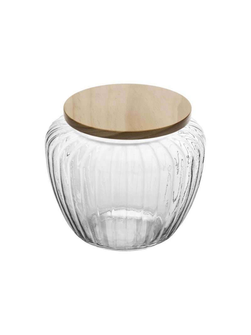 Porta mantimento de vidro com tampa de pinus 1,3l