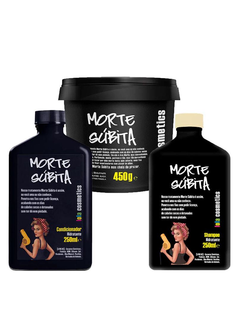 Kit shampoo + condicionador + máscara capilar lola cosmetics morte súbita