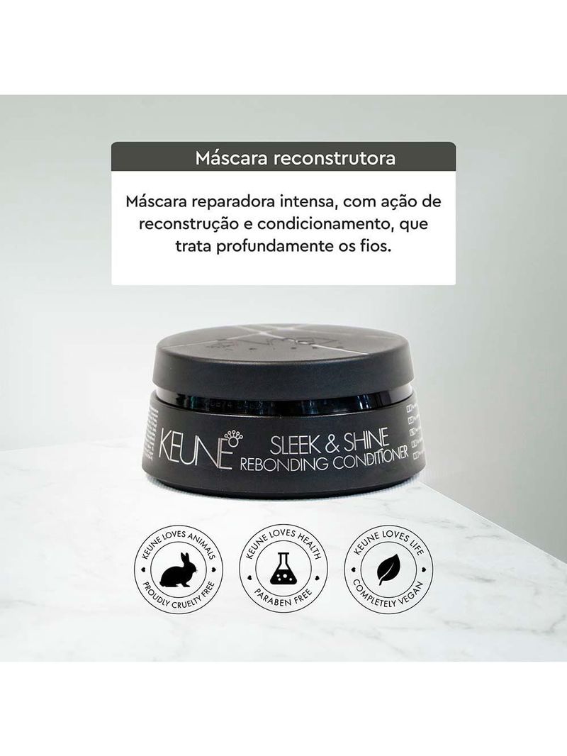 Keune sleek & shine rebonding conditioner - máscara de reconstrução