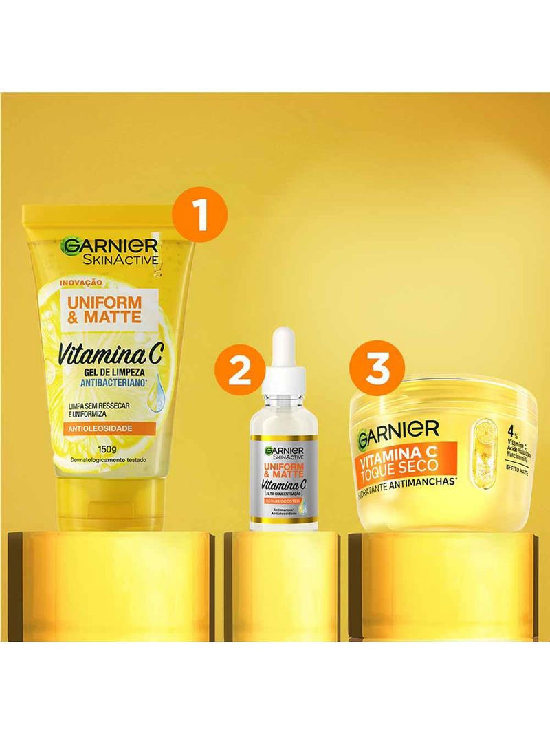 Garnier skin vitamina c kit - hidratante facial antimanchas + sérum + gel de limpeza facial