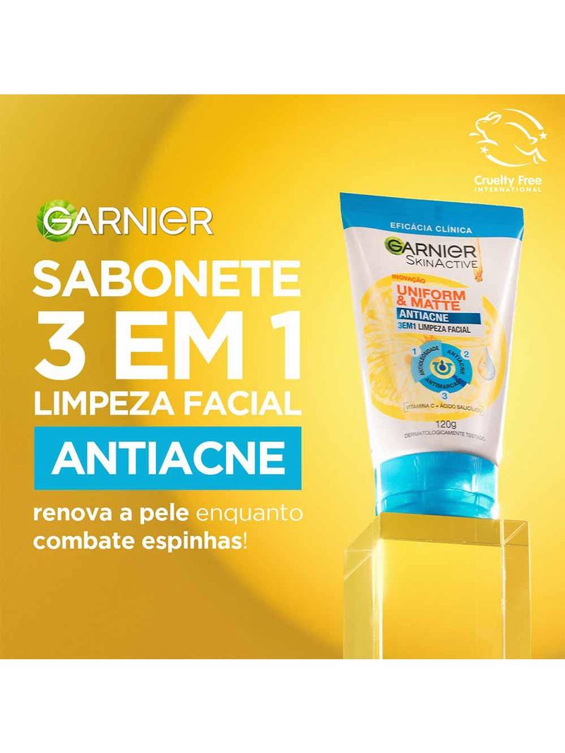 Garnier skin antiacne kit - hidratante facial + sabonete facial 3 em 1 + sérum facial