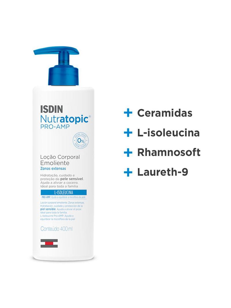 Loção corporal emoliente isdin - nutratopic pro-amp