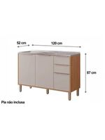 Balcão De Cozinha Esplêndida 3 Portas E 2 Gavetas S/tampo 120cm Freijo/titanium - Mgm