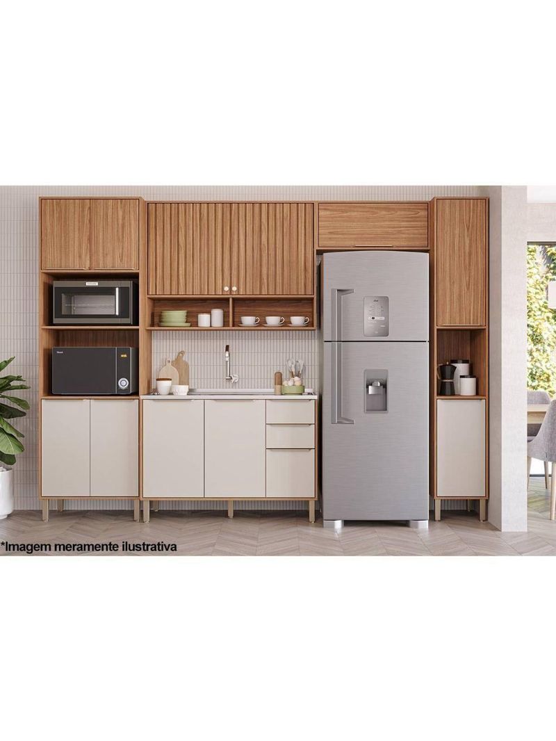 Balcão De Cozinha Esplêndida 3 Portas E 2 Gavetas S/tampo 120cm Freijo/titanium - Mgm