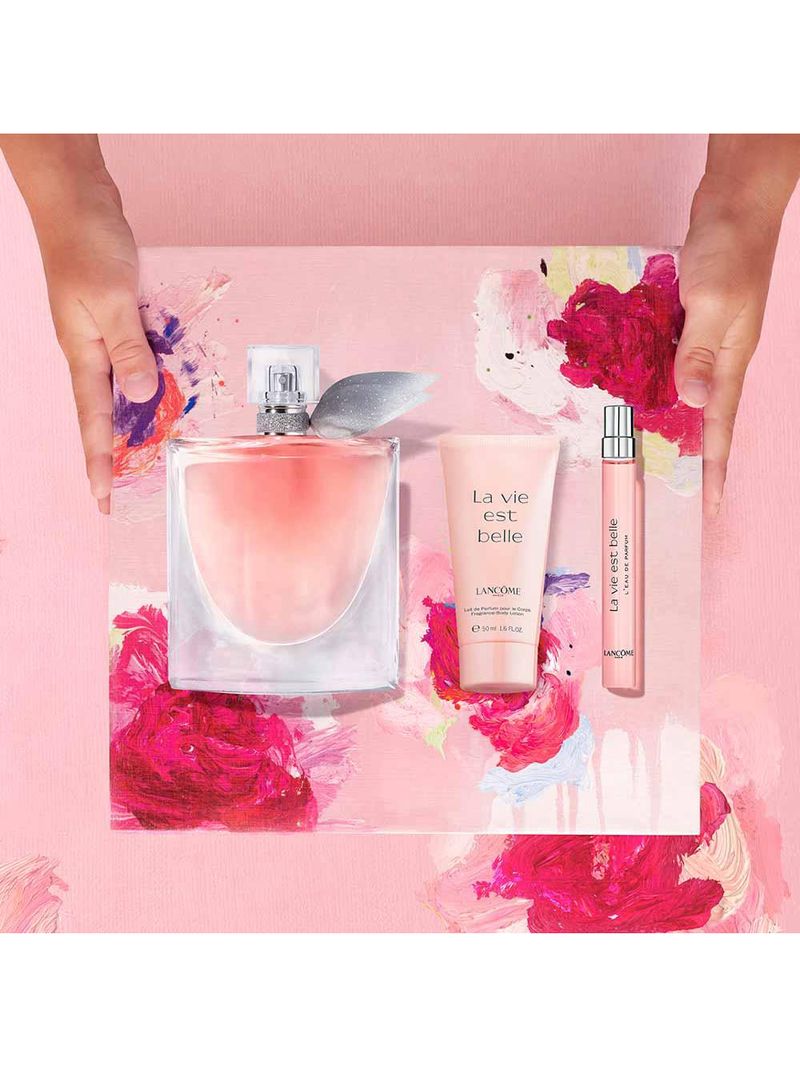 Coffret lancôme la vie est belle kit - perfume feminino edp + body lotion + travel size