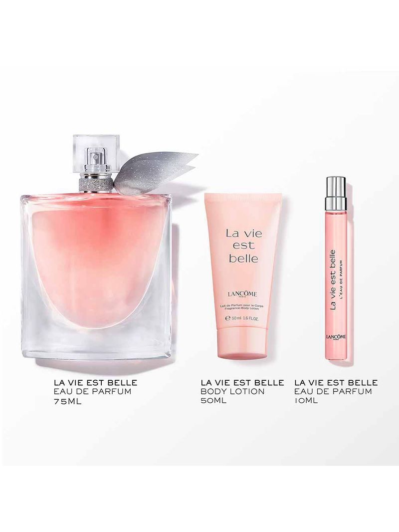Coffret lancôme la vie est belle kit - perfume feminino edp + body lotion + travel size