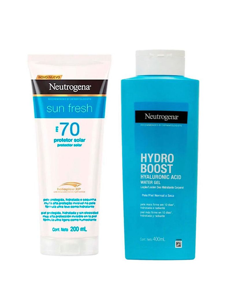 Neutrogena kit – protetor solar sun fresh fps70 200ml + hidratante corporal hydro boost 400ml