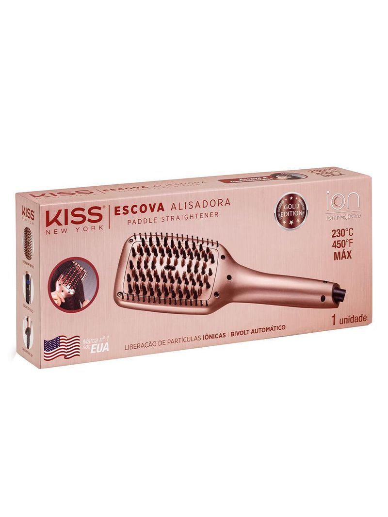 Escova Alisadora Kiss NY – Gold Edition