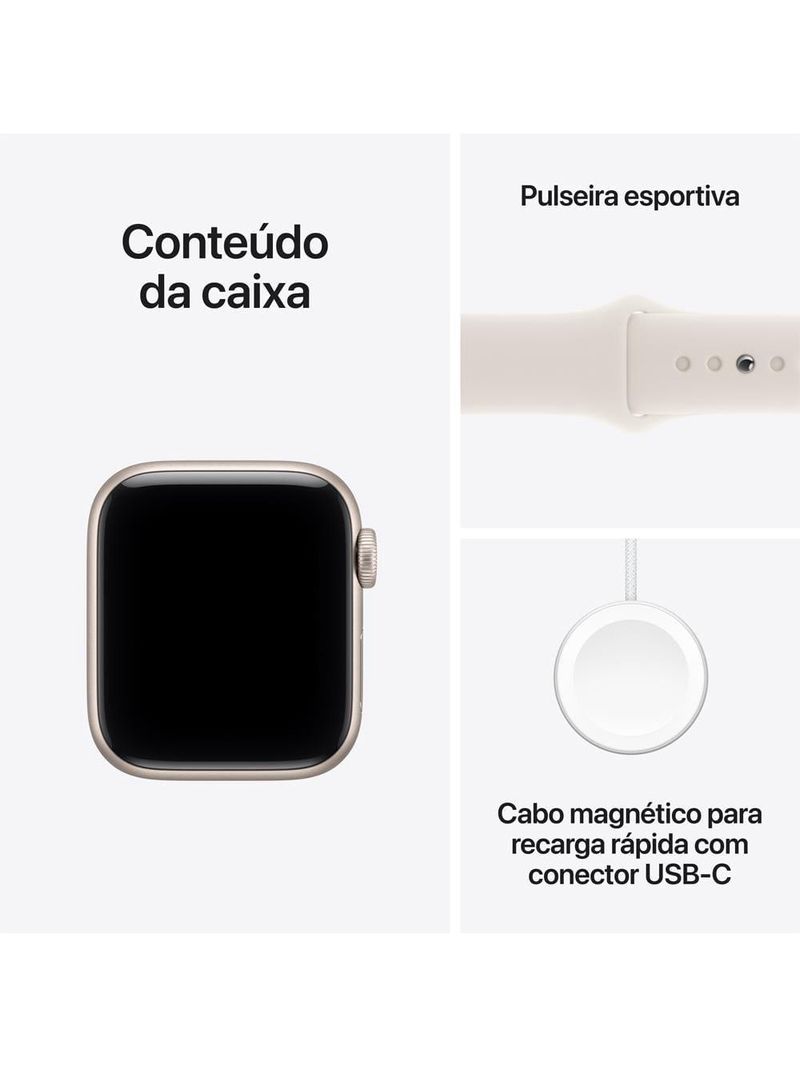 Apple watch se 3 gps 44mm pulseira esportiva m/g estelar