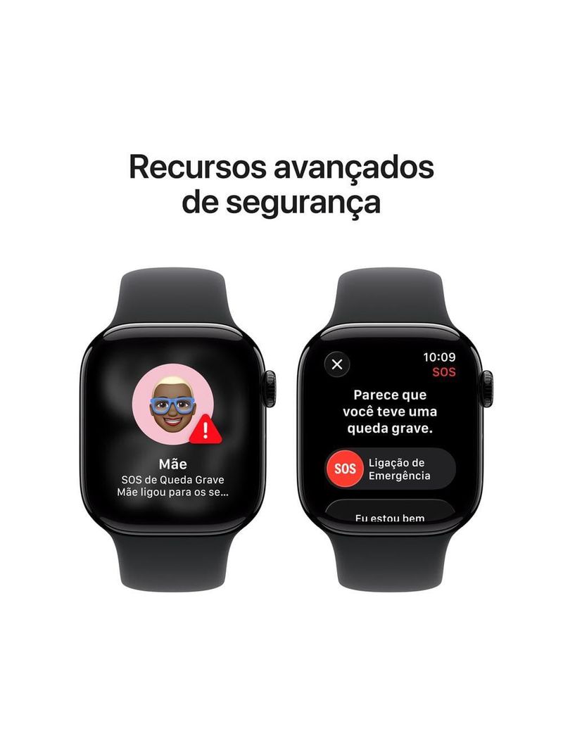 Apple watch series 11 gps+ cellular 42mm preto brilhante pulseira m/g esportiva preta